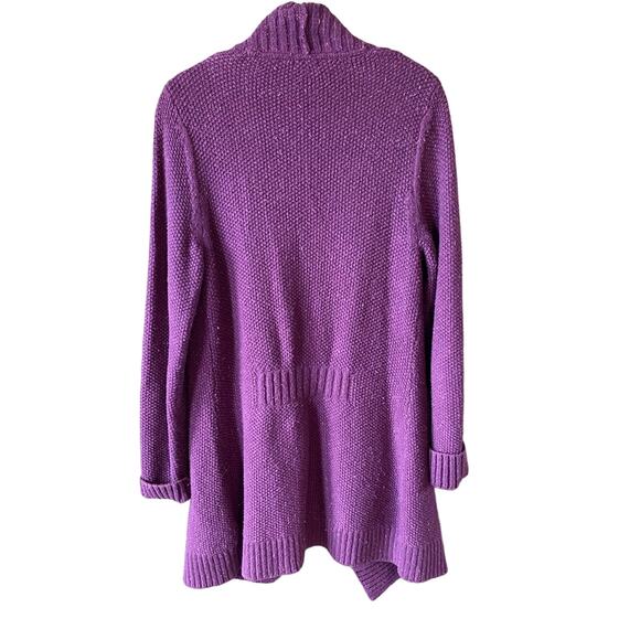 LL Bean Sweater Womens Small Purple Heathered Vintage Knit Long Cardigan Casual - Picture 2 of 11